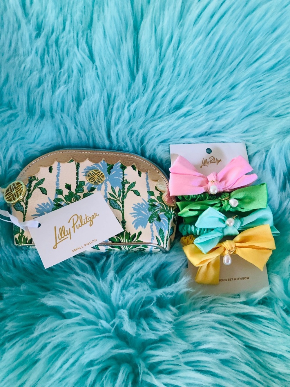 Just in NWT Lilly Pulitzer “Swayin In The Breeze” Cosmetic Pouch & Scrunchies
